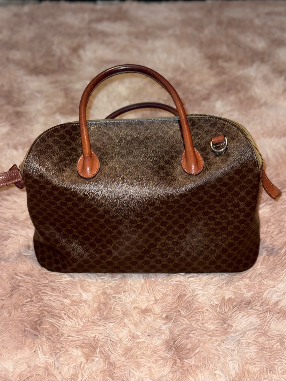 Authentic Vintage Celine Macadam 2-Way Dome Satchel + COA